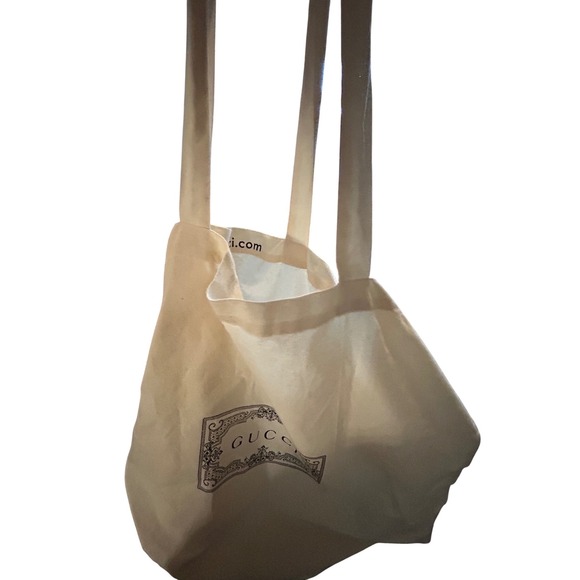 Gucci Cream Cotton Tote Bag Extra Large Logo Shopper Vintage Style - Picture 6 of 6
